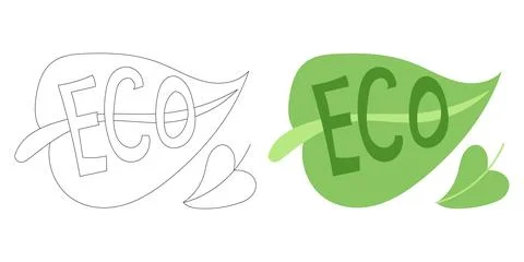 Green leaf logo featuring bold eco lettering. Ideal for organic brands Stock Illustration