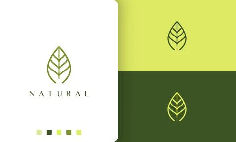Green leaf logo with simple and modern style Stock Illustration