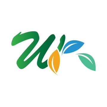 Green leaf logo vector W initial 스톡 일러스트