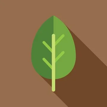Green leaf with long shadow representing nature and growth Stock Illustration