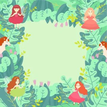 Green leaf magic compositions pattern round concept flat vector illustration Stockillustratie