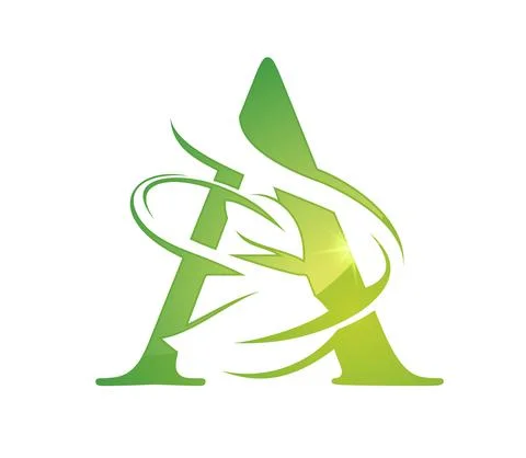 Green Leaf Monogram Initial Letter A Stock Illustration