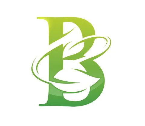 Green Leaf Monogram Initial Letter B Stock Illustration