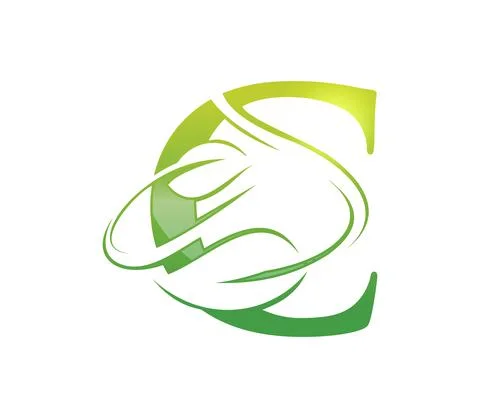 Green Leaf Monogram Initial Letter C Stock Illustration