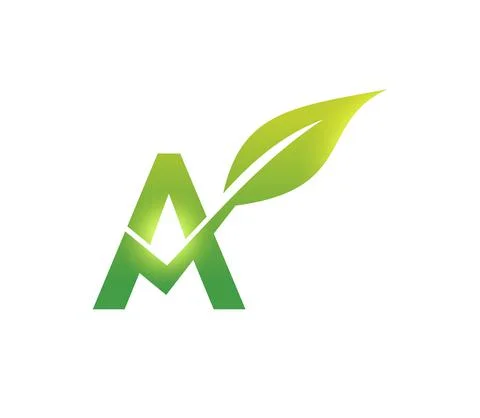 Green Leaf Monogram Initial Letter A Stock Illustration