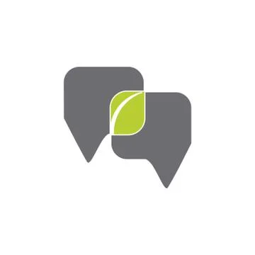 Green leaf natural talk bubble logo vector Illustrazione stock
