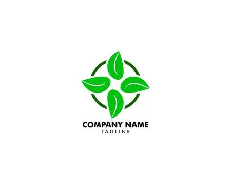 Green leaf nature circle vector logo template design Stock Illustration