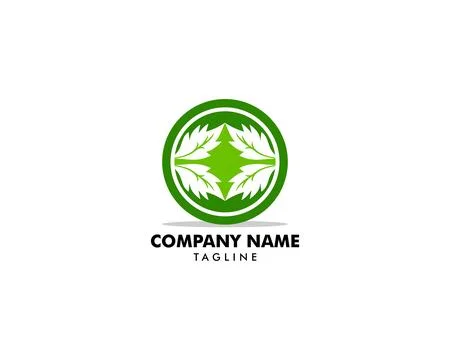 Green leaf nature circle vector logo template design 库存插图