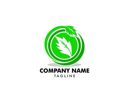 Green leaf nature circle vector logo template design Stock Illustration