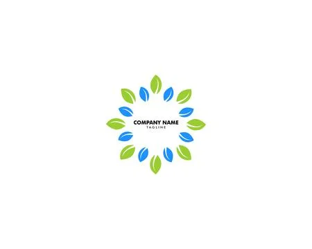 Green leaf nature circle vector logo template design Stock Illustration