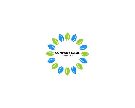 Green leaf nature circle vector logo template design Stock Illustration