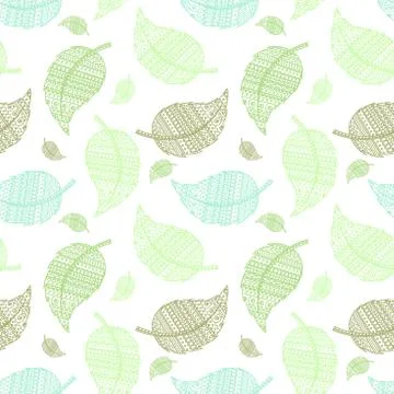 Green leaf pattern art at white background mehendi pattern. Stock Illustration