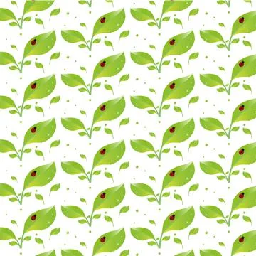 A green leaf pattern with a bug Stock Illustration