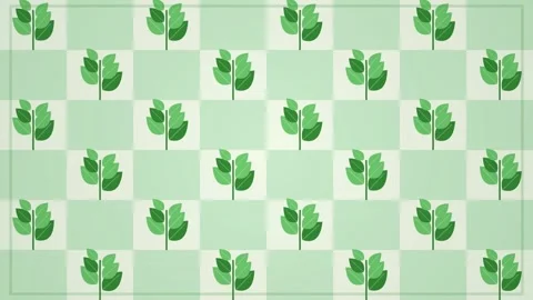 Green Leaf Pattern on Checkerboard Background: Nature's Organic Design Stock Footage 346661668