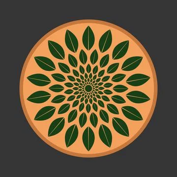 Green leaf pattern conceptual mandala vector illustration Stock Illustration