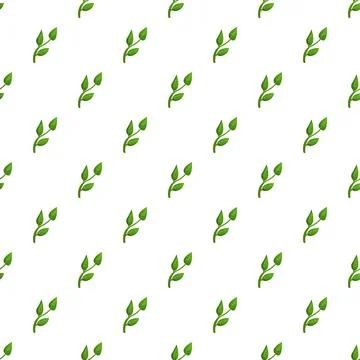 Green leaf pattern repeating on white background Stock Illustration