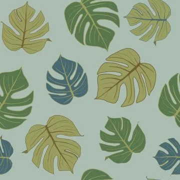 Green leaf pattern ,seamless sketch vector. イラスト素材