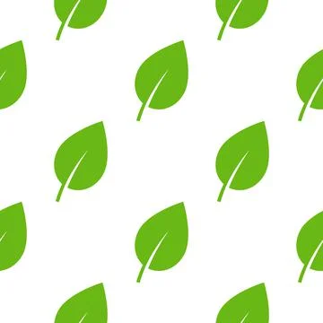 Green leaf pattern vector seamless background organic flat design nature leaf Stock Illustration