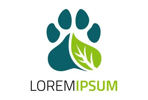Green leaf paw logo design concept	 Illustrazione stock