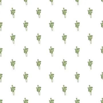 Green leaf plant seamless pattern on white background Stock Illustration