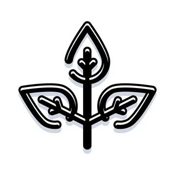 Green leaf plant simple line art icon 库存插图