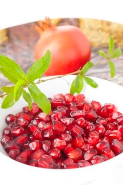 Green leaf pomegranate fruit Stock Photos