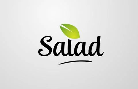 Green leaf salad hand written word text for typography logo design Stock Illustration