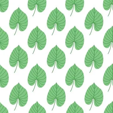 Green leaf seamless pattern flat vector style tropical foliage botanical repeat Stock Illustration