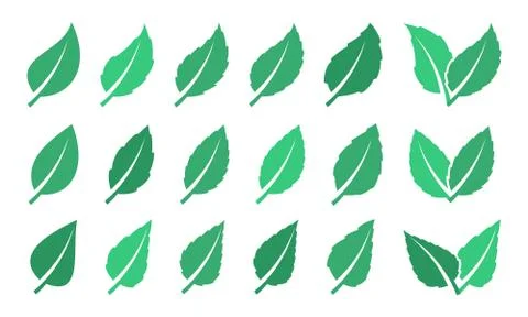 Green leaf set. Eco design Stock Illustration