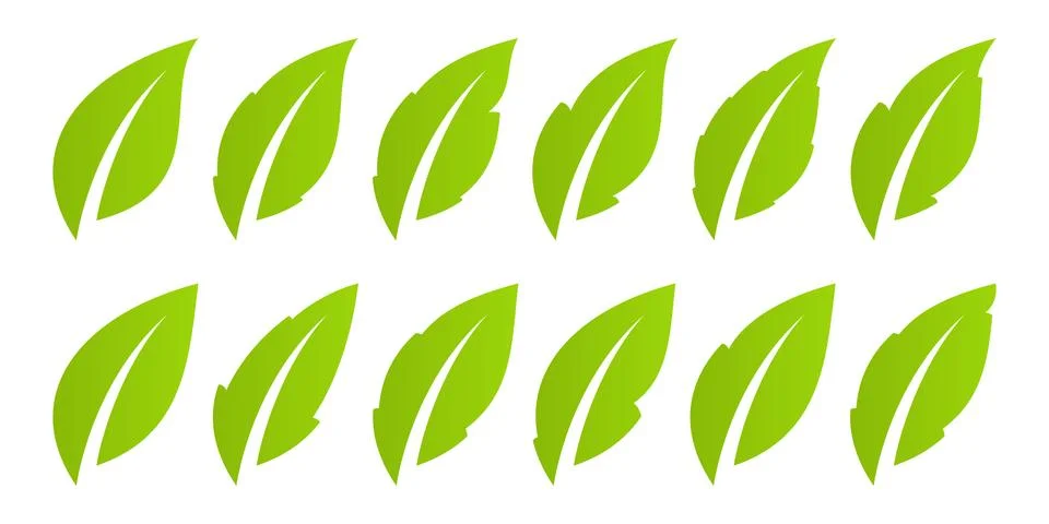 Green leaf set. Eco Stock Illustration