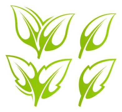 Green leaf set Stock Illustration