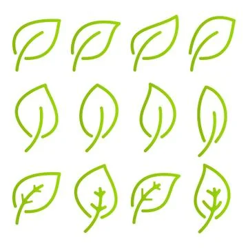 Green leaf set Stock Illustration