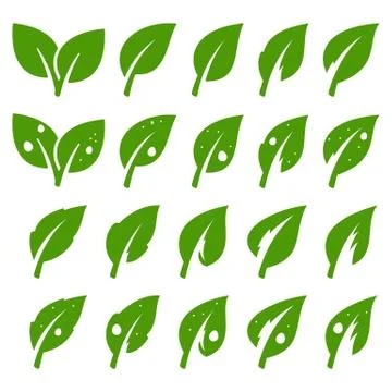 Green leaf set Stock Illustration