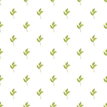 Green leaf sprig seamless repeating pattern background Illustrazione stock
