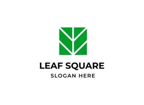 Green leaf in square logo Illustrazione stock