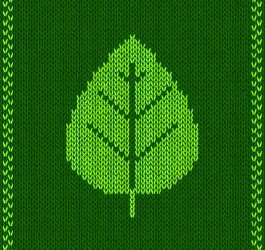 Green Leaf Style Knitted Pattern Stock Illustration