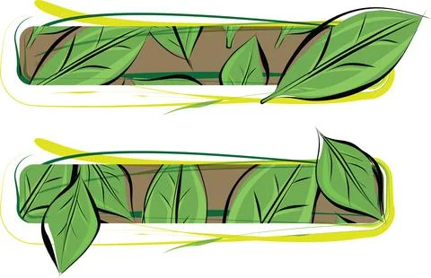 Green leaf symbol sketch drawing Stock Illustration