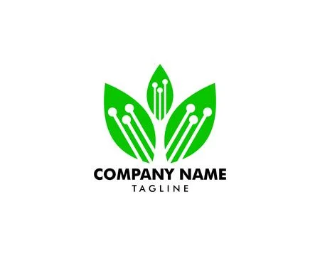 Green leaf technology logo design Stock Illustration