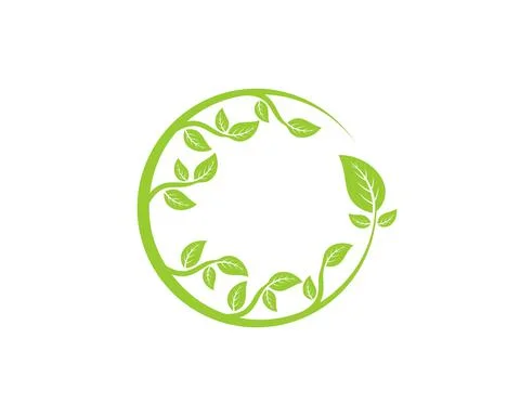 Green leaf twigs in a circle shape Stock Illustration