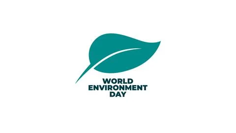 Green Leaf Vector Design with "World Environment Day" Text on White Background Stock Illustration