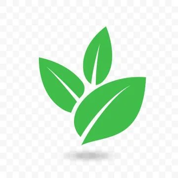 Green leaf vector icon for vegan, bio eco design Illustrazione stock