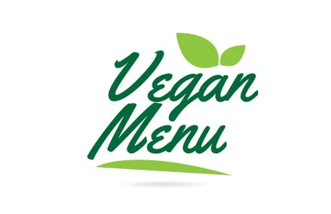 Green leaf Vegan Menu hand written word text for typography logo design Stock Illustration