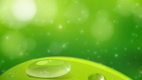 Green Leaf with Water Droplets and Drifting Magic Glow Particles Stock Footage 340759622
