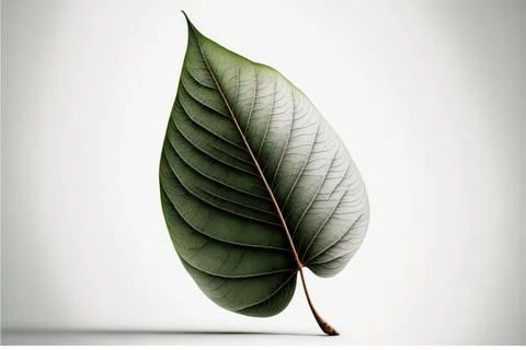 Green leaf on white background, Made by AI,Artificial intelligence Stock Illustration