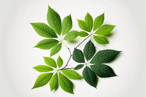 Green leaf on white background, Made by AI,Artificial intelligence Illustrazione stock