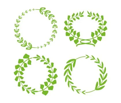 Green Leaf Wreaths and Frames Collection set of green eco icons Stock Illustration