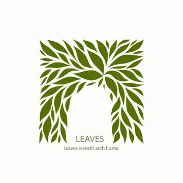 Green Leaflets Logo abstract design. Arch with Leaves sign. Flor Stock Illustration