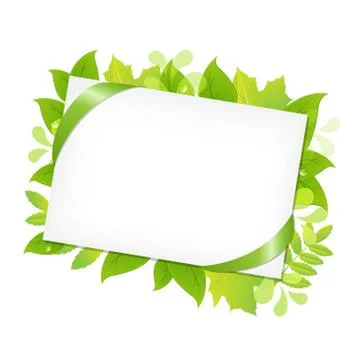 Green leafs and blank gift tag Stock Illustration