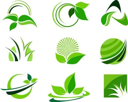 Green Leafs Design Elements Stock Illustration