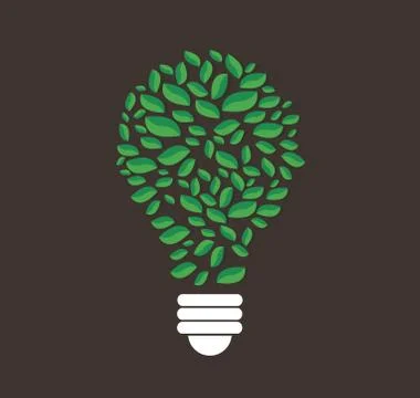 Green leafs in light bulb shape vector , nature concept , World Environment Day Stock Illustration